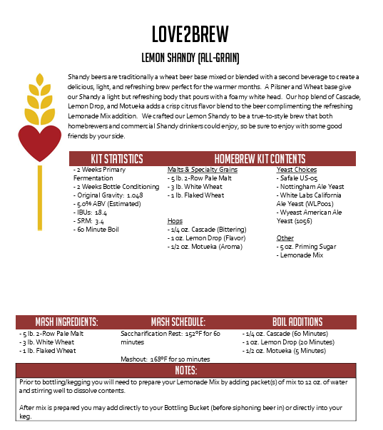 Lemon Shandy All Grain 5 Gallon