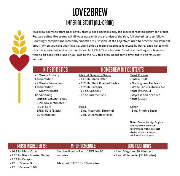 Imperial Stout All Grain 5 Gallon