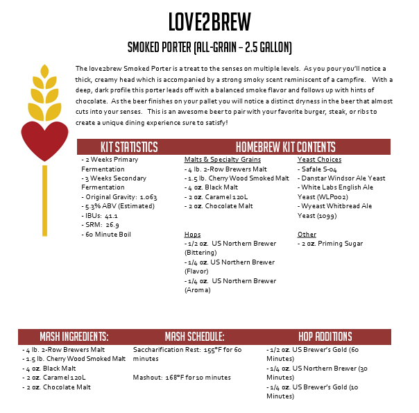 Smoked Porter All Grain 2.5 Gallon