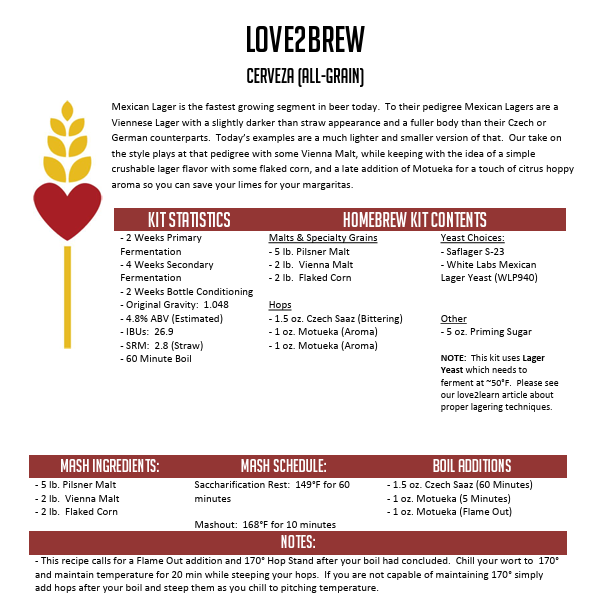 Cerveza Mexican Lager All Grain 5 Gallon