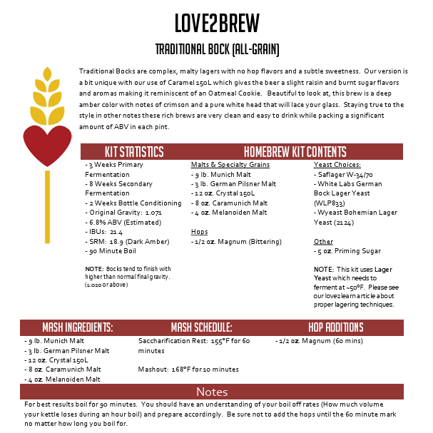 Traditional Bock All Grain 5 Gallon