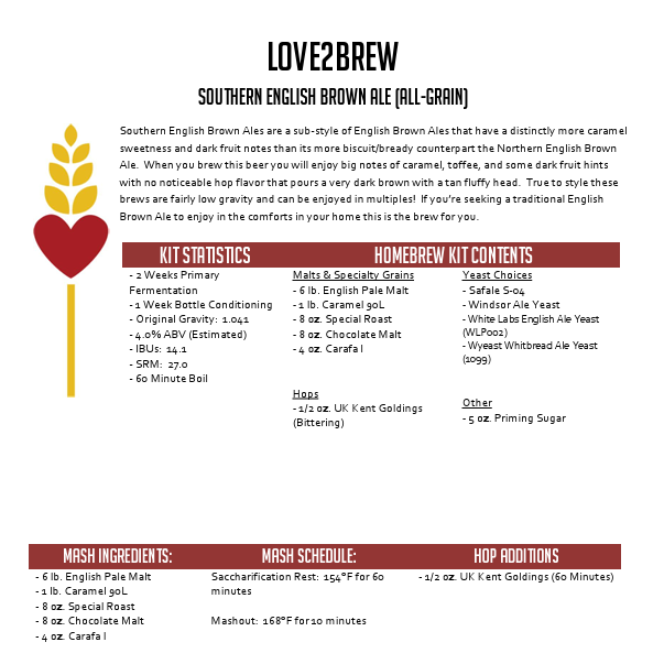 Southern English Brown Ale All Grain 5 Gallon