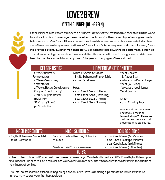 Czech Pilsner All Grain 5 Gallon