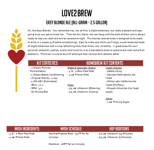 Easy Blonde Ale All Grain 2.5 Gallon