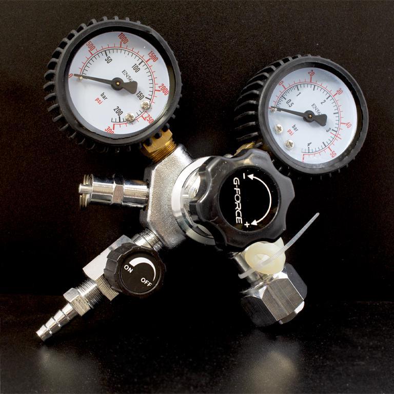 G-Force Primary Dual Gauge CO2 Regulator W/ 5/16 Barb